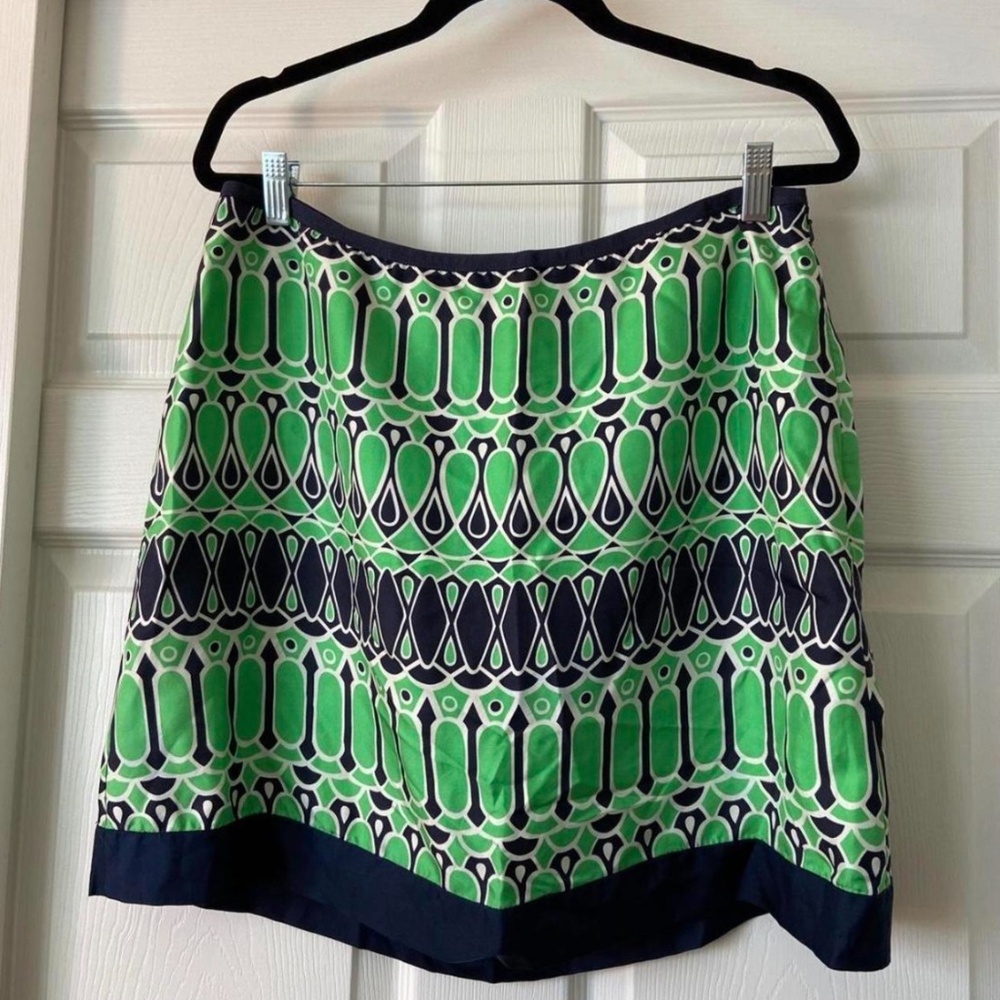 banana republic green printed silk skirt